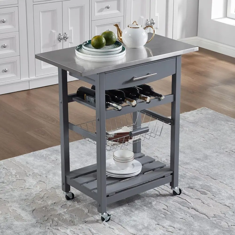 30 Stainless Steel Top Kitchen Island Cart - Mobile Food Prep, Serving, Storage with Locking Wheels, Grey
30 Stainless Steel Top Kitchen Island Cart - Mobile Food Prep, Serving, Storage with Locking Wheels, Grey