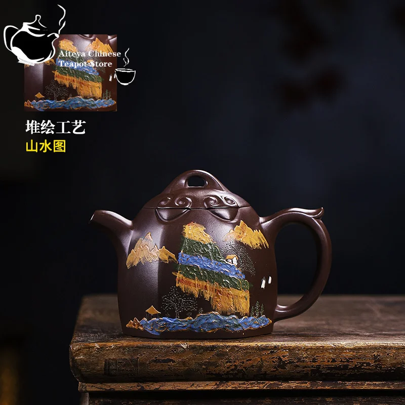 Purple Clay Pot, Yixing Half Handmade Kung Fu Tea Set, Eggplant Mud Landscape, Qin Quan Stacking and Painting, Chinese Tea Pot
Purple Clay Pot, Yixing Half Handmade Kung Fu Tea Set, Eggplant Mud Landscape, Qin Quan Stacking and Painting, Chinese Tea Pot