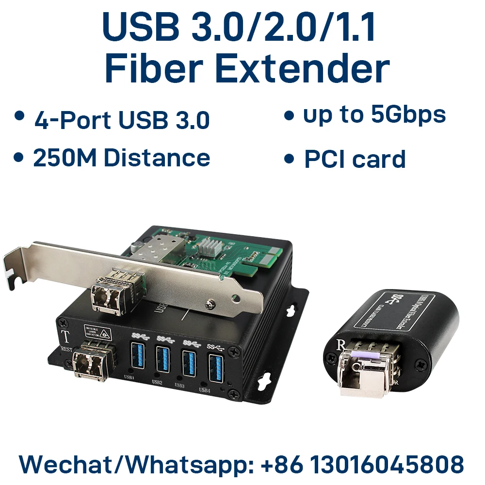 USB 3.0/2.0/1.1 Fiber Extender, 4-Port USB-A Extension Hub Over LC Optical up to 250m, 5Gbps Super Speed for Windows Mac Linux
USB 3.0/2.0/1.1 Fiber Extender, 4-Port USB-A Extension Hub Over LC Optical up to 250m, 5Gbps Super Speed for Windows Mac Linux