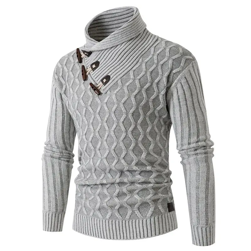 High Collar Knitted Sweater Men's Winter Thiened Long Sve Crew Ne Pullover Knitwear with Button Detail Casual Wear
High Collar Knitted Sweater Men's Winter Thiened Long Sve Crew Ne Pullover Knitwear with Button Detail Casual Wear