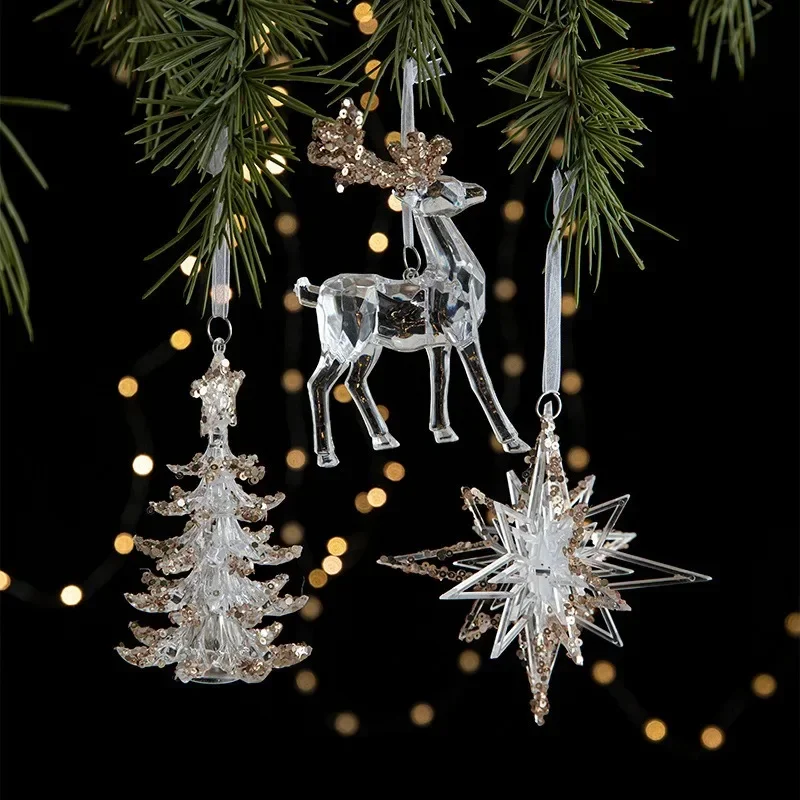 Christmas Sequin Acrylic Pendant Transparent Snowflake Butterfly Elk Xmas Tree Hanging Ornaments Merry Christmas Decoration 
Christmas Sequin Acrylic Pendant Transparent Snowflake Butterfly Elk Xmas Tree Hanging Ornaments Merry Christmas Decoration