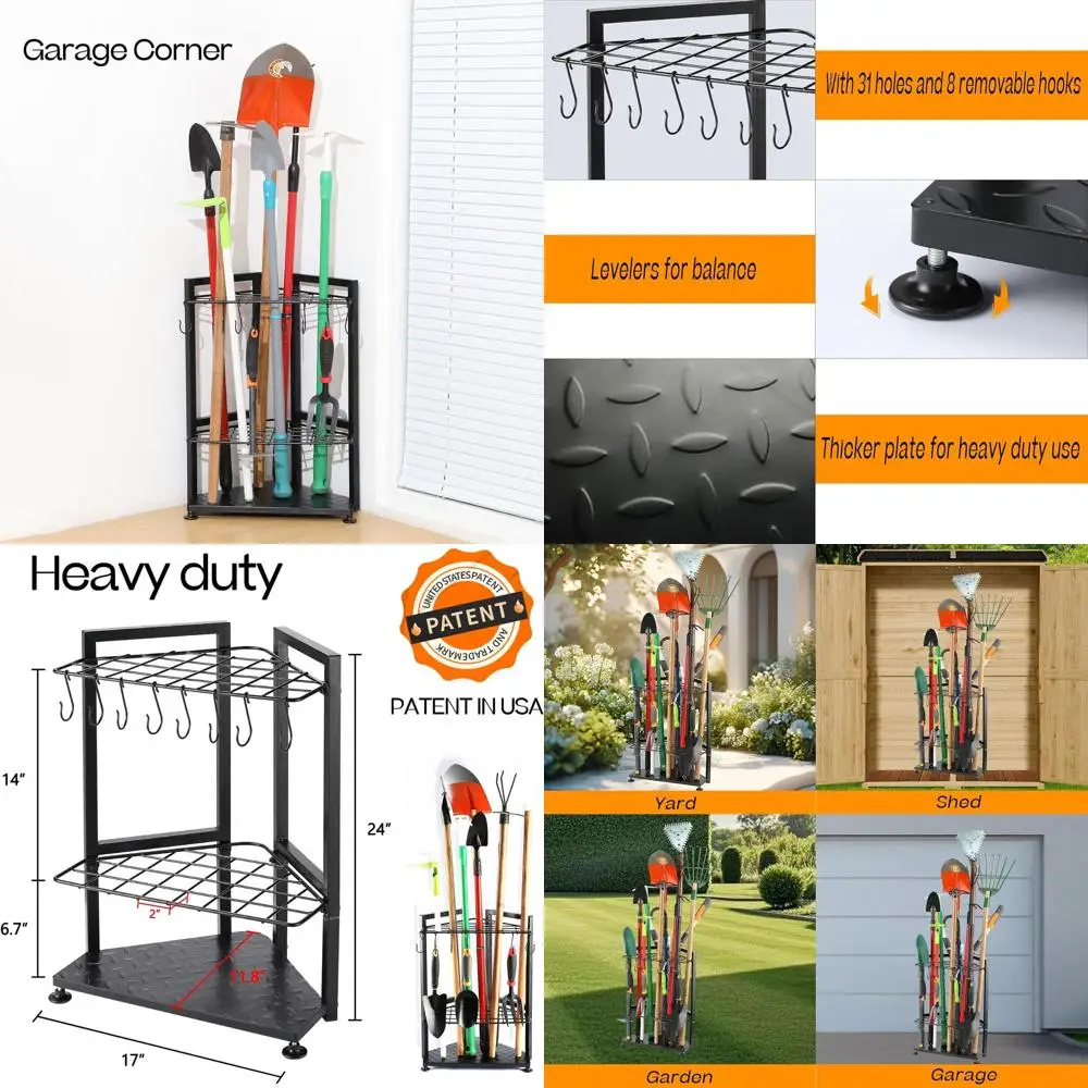 Сверхмощный металлический стеллаж для хранения садовых инструментов для организации открытия, двора и гаража
Сверхмощный металлический стеллаж для хранения садовых инструментов для организации открытия, двора и гаража