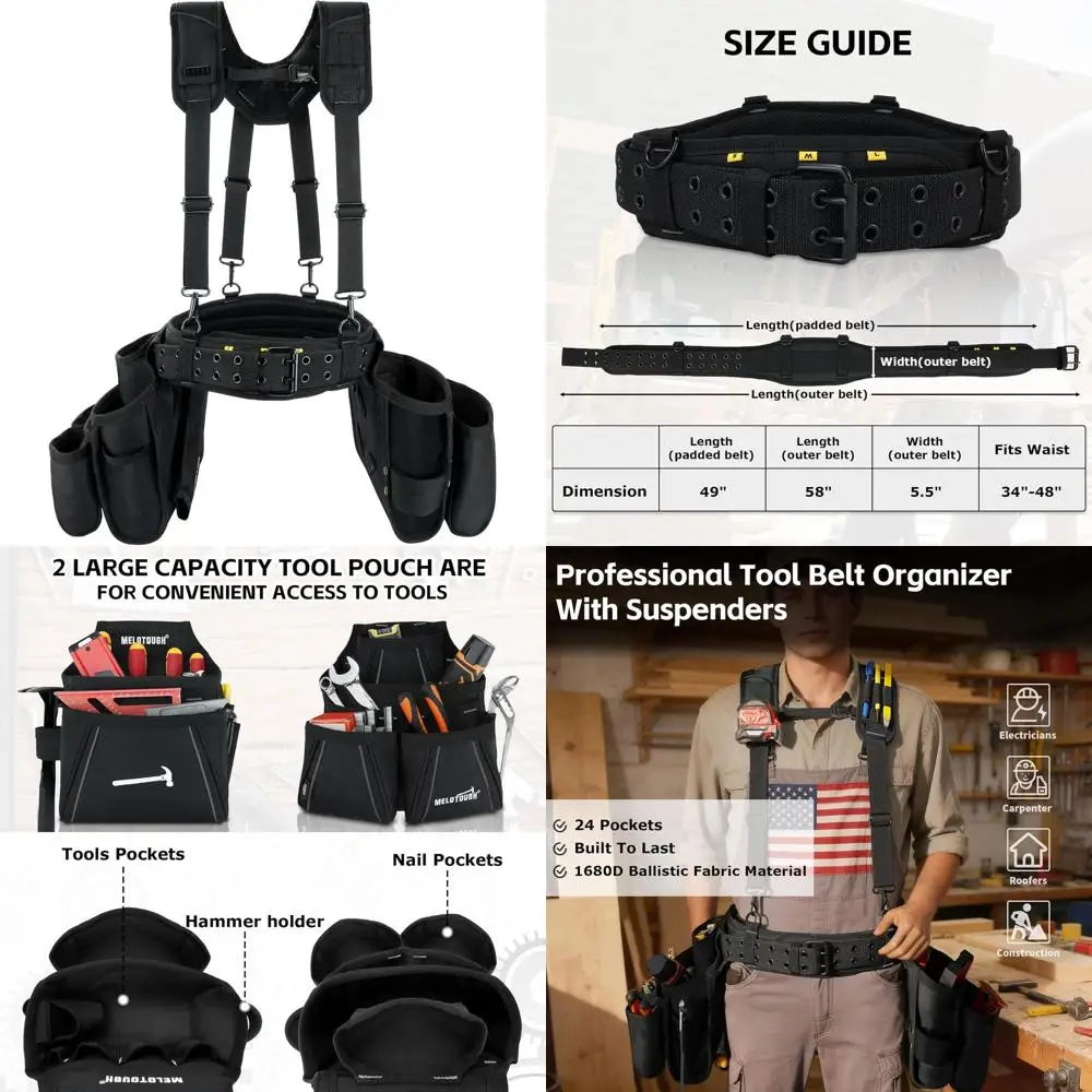 Grey Heavy-Duty Electrician's Suspenders Tool Belt with Apron and Carpenter's Pouch
Grey Heavy-Duty Electrician's Suspenders Tool Belt with Apron and Carpenter's Pouch