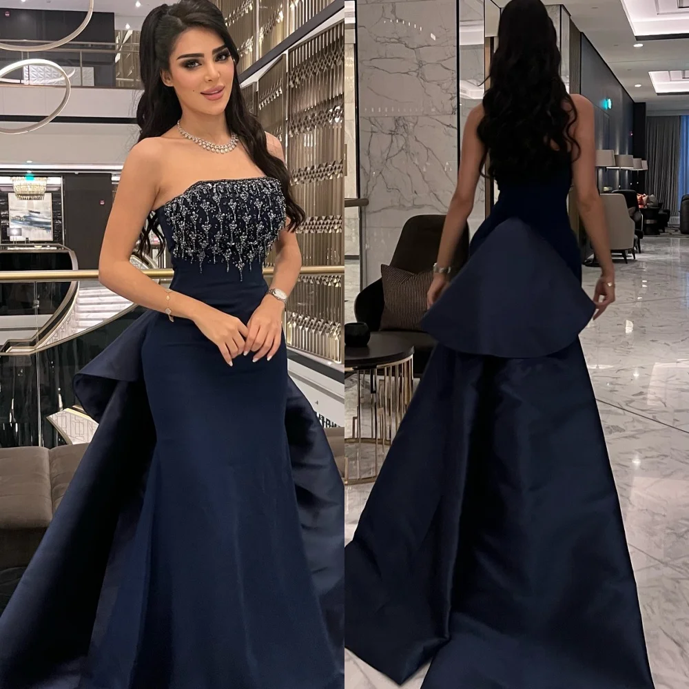 Customized Luxury Strapless Crystal Evening Dress High Quality Satin Sweep Train Prom Dresses Temperament Blue Party Gowns
Customized Luxury Strapless Crystal Evening Dress High Quality Satin Sweep Train Prom Dresses Temperament Blue Party Gowns