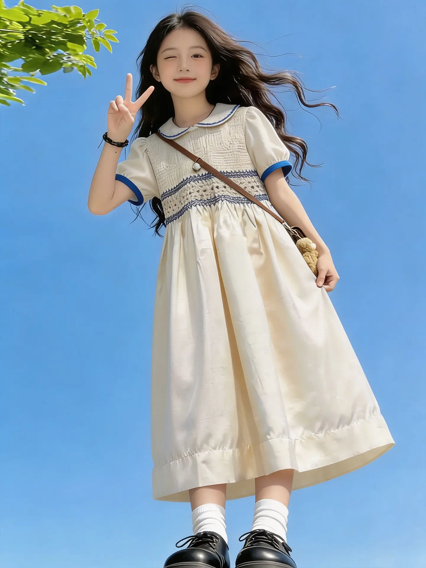 Girls Summer Fashion Short Sleeve Princess Dress Thin Material School Style Long Skirt Korean Style Soft Fabric Breathable Sk...
Girls Summer Fashion Short Sleeve Princess Dress Thin Material School Style Long Skirt Korean Style Soft Fabric Breathable Sk...
