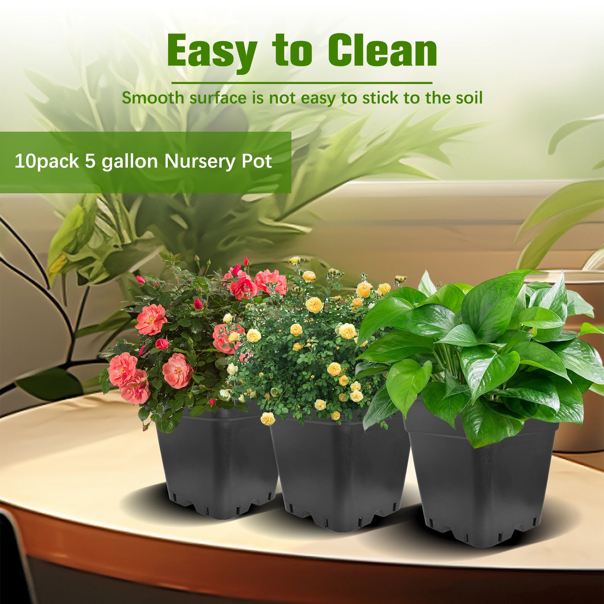 Набор из 10 (11 шт.) черных квадратных горшков объемом 5 галлонов (30x21x30.8 см) для садоводства и посадки растений
Набор из 10 (11 шт.) черных квадратных горшков объемом 5 галлонов (30x21x30.8 см) для садоводства и посадки растений