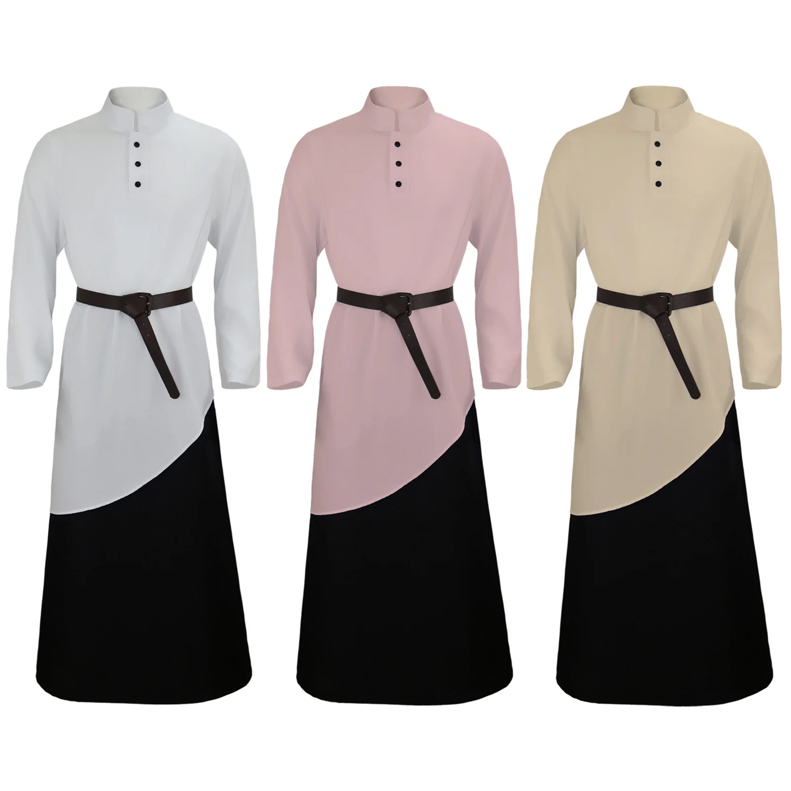 Arabic Longline Gown for Men, Solid Banded Collar Pastor Outfit, Medieval Halloween Carnival Cosplay Wear
Arabic Longline Gown for Men, Solid Banded Collar Pastor Outfit, Medieval Halloween Carnival Cosplay Wear