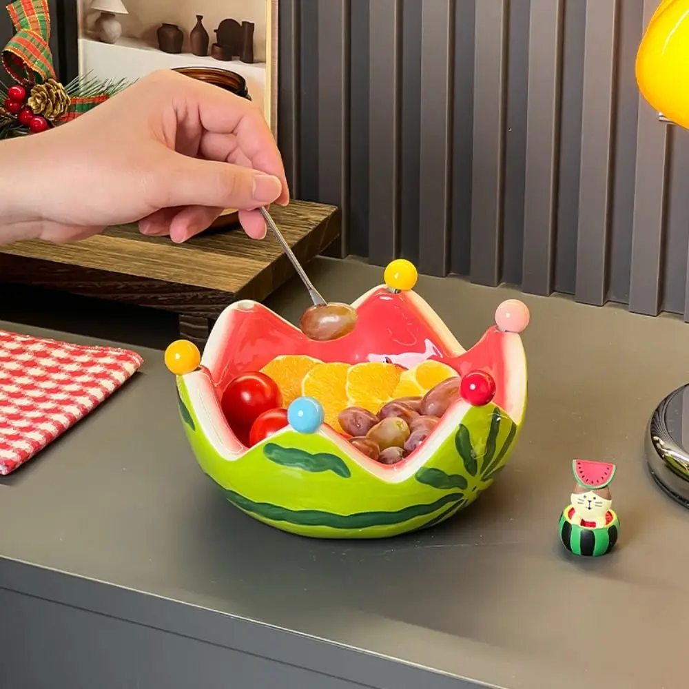 Ceramic Watermelon Shape Fruit Plate Large Capacity Cute Fruit Fork Dish with Forks Storage Plate Food Picks
Ceramic Watermelon Shape Fruit Plate Large Capacity Cute Fruit Fork Dish with Forks Storage Plate Food Picks