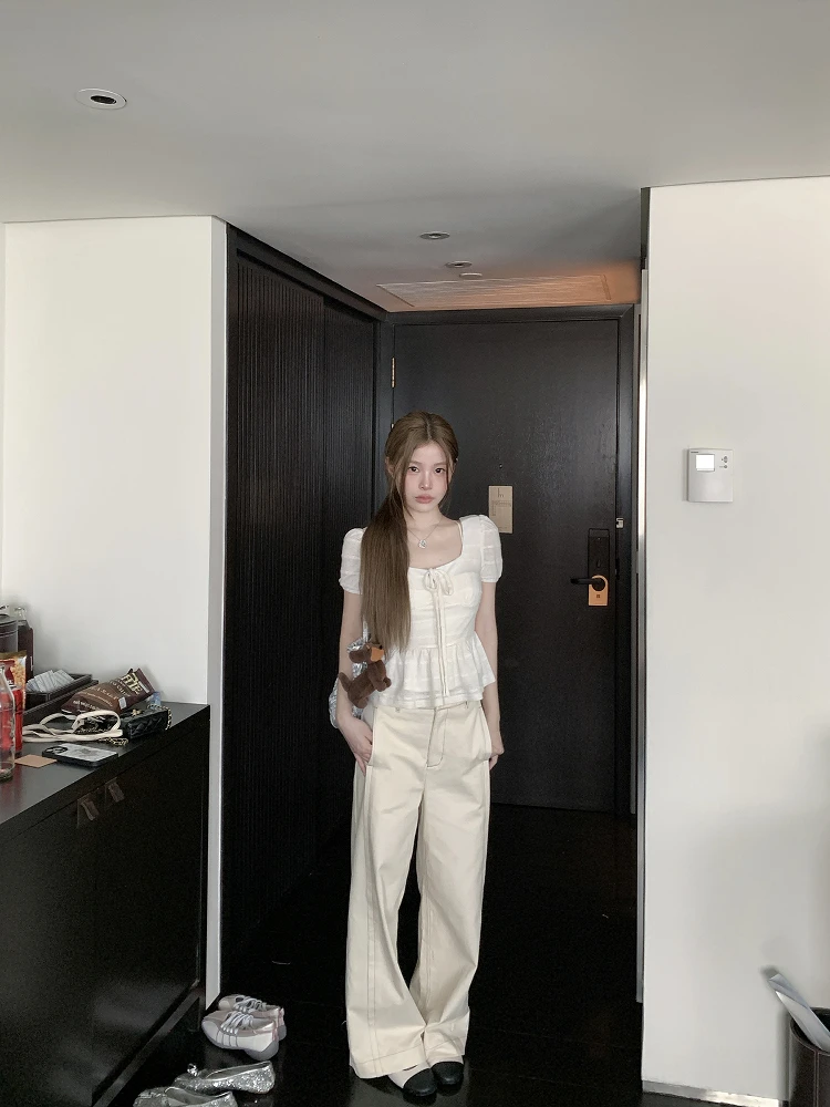 Sasaouni Women's ort Sve Knitted Top Waist-Cinching U-Ne Summer New Sle Small irt Faionable Commute Sle Slim Fit
Sasaouni Women's ort Sve Knitted Top Waist-Cinching U-Ne Summer New Sle Small irt Faionable Commute Sle Slim Fit