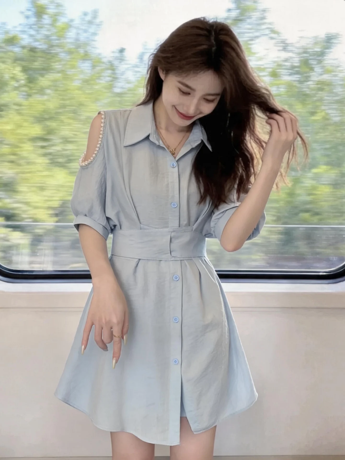 Slimming -Style Short Sleeve Shirt Dress Women Summer High Waist Design Casual Fashion plus Size Short Skirt Casual Wear
Slimming -Style Short Sleeve Shirt Dress Women Summer High Waist Design Casual Fashion plus Size Short Skirt Casual Wear