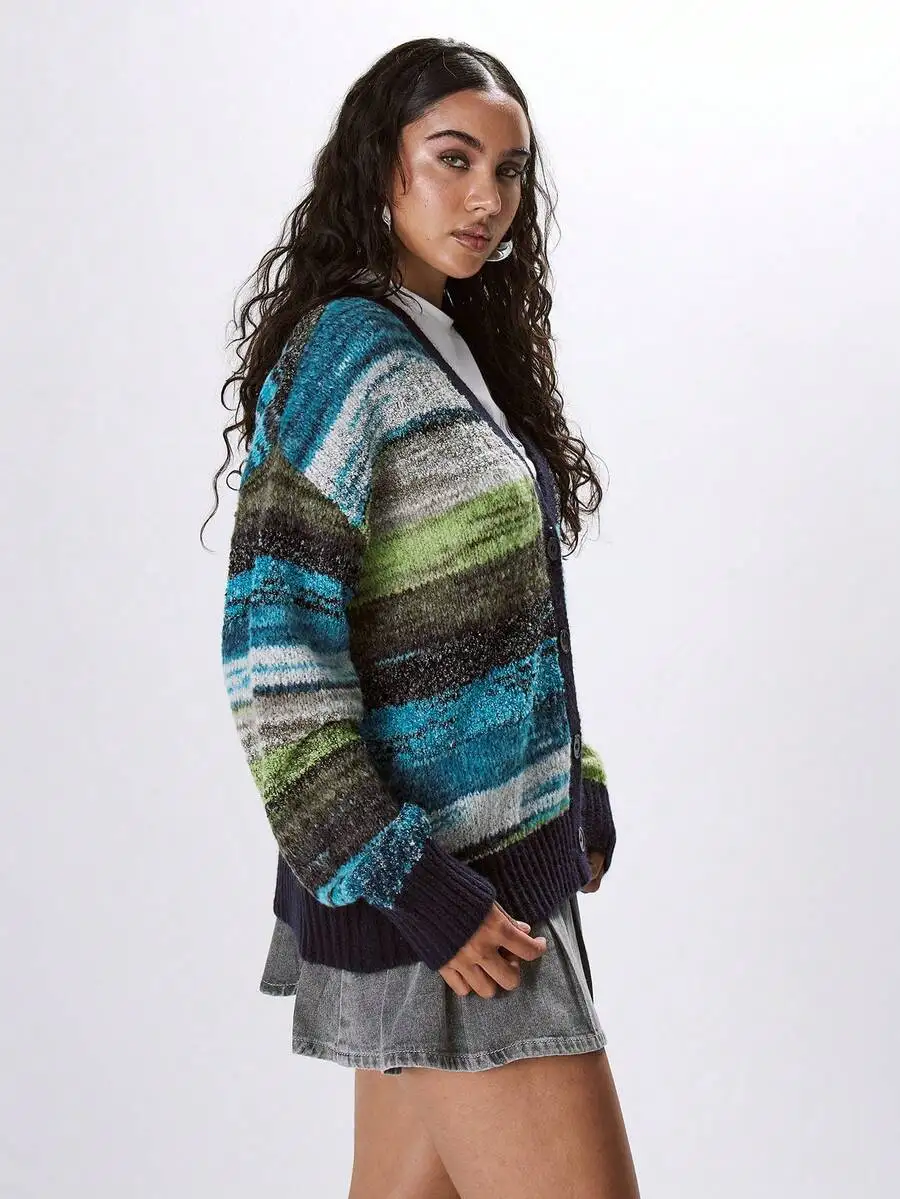 Oversized Marble Stripe Knit Cardigan Casual Y2K Style Spring Autumn Winter
Oversized Marble Stripe Knit Cardigan Casual Y2K Style Spring Autumn Winter