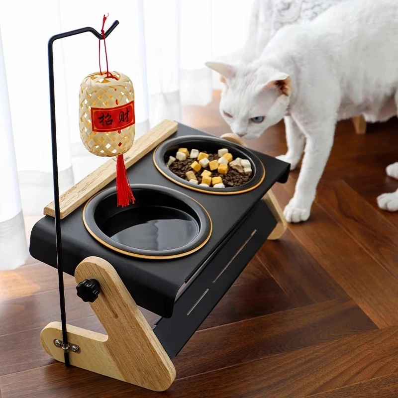 Cat Bowl Ceramic Solid Wood Bowl Rack Adjustable Bevel Neck Protection Dog Slow Food Anti-overturning Cat Food
Cat Bowl Ceramic Solid Wood Bowl Rack Adjustable Bevel Neck Protection Dog Slow Food Anti-overturning Cat Food