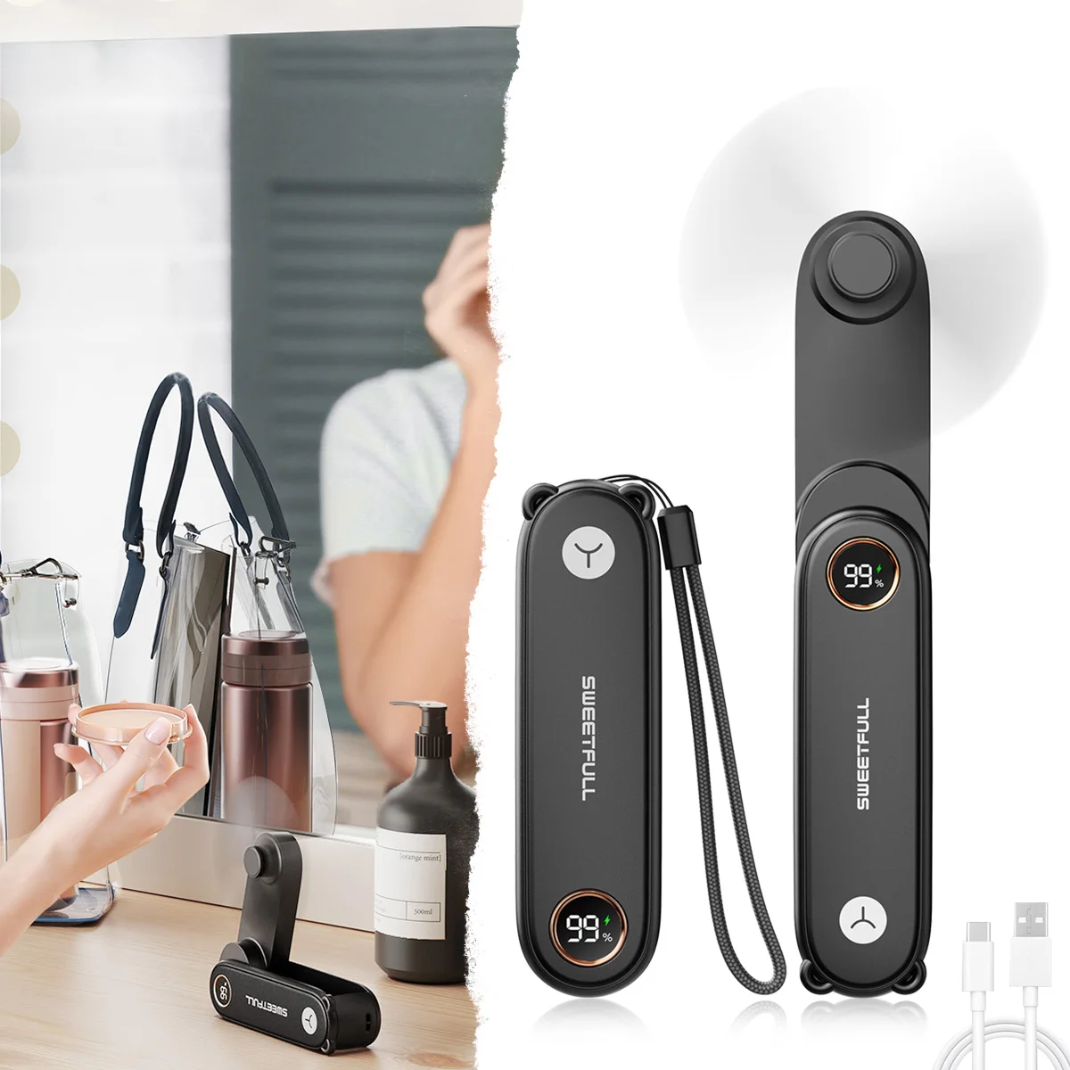 Mini USB Rechargeable Foldable Handheld Fan LED Display 1500mAh 2-Speed Adjustable Portable Fan For Outdoor Household Carrying
Mini USB Rechargeable Foldable Handheld Fan LED Display 1500mAh 2-Speed Adjustable Portable Fan For Outdoor Household Carrying