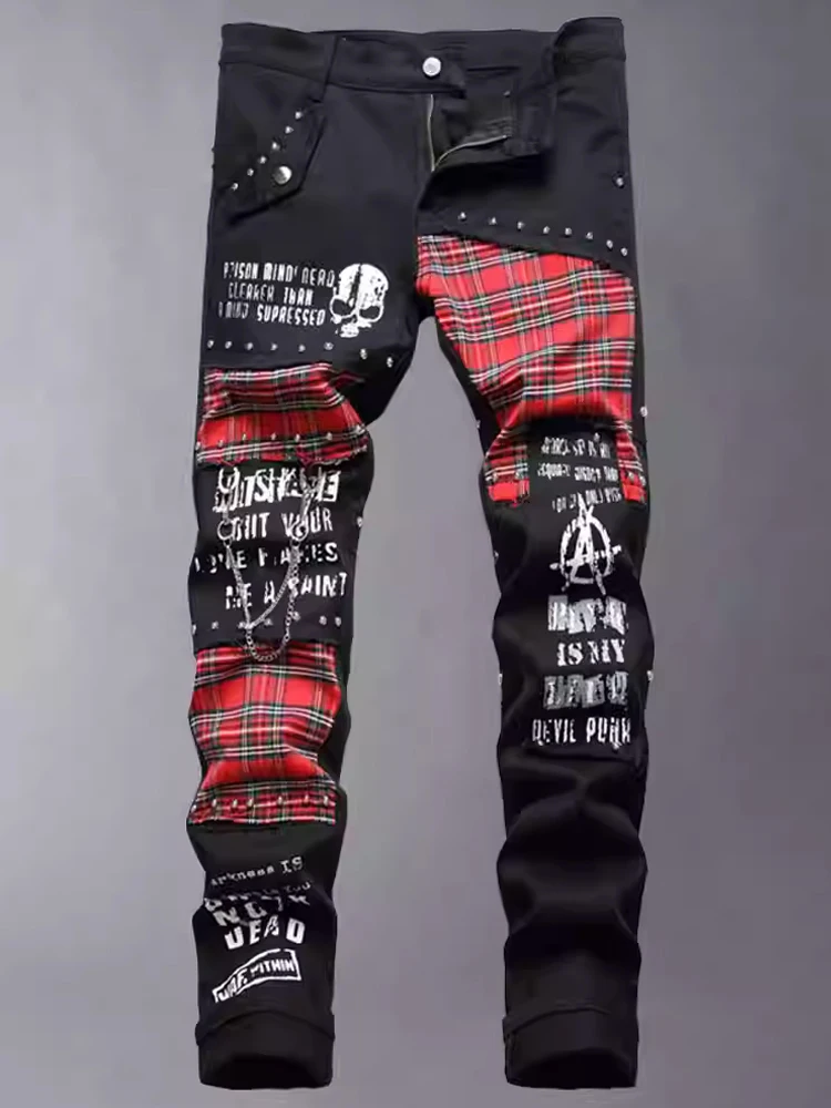 Men's Patchwork Slim Fit Jeans Micro Stretch Skull Punk Sle Straight Leg Trousers Casual Faion Urban Wear Breathable
Men's Patchwork Slim Fit Jeans Micro Stretch Skull Punk Sle Straight Leg Trousers Casual Faion Urban Wear Breathable