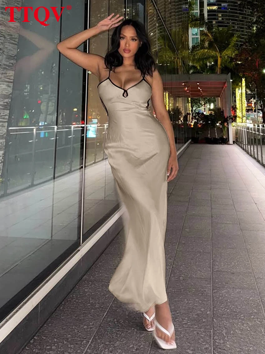 TTQV Sexy Slim Beige Women's Dress 2026 Summer Strap Sleeveless Maxi Dresses Lady Elegant Classic Backless Female Sundresses
TTQV Sexy Slim Beige Women's Dress 2026 Summer Strap Sleeveless Maxi Dresses Lady Elegant Classic Backless Female Sundresses