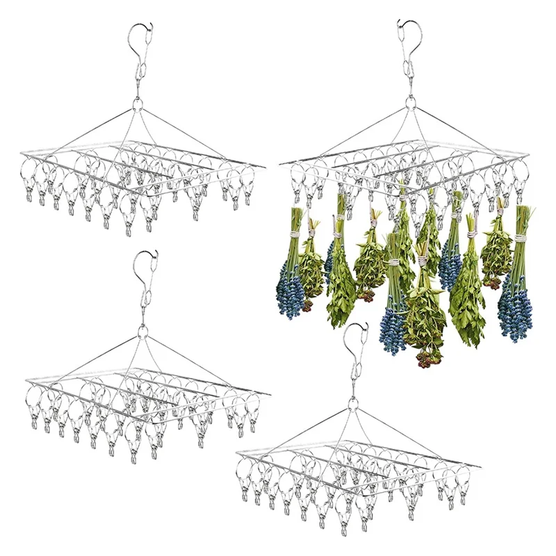 A23P Space-Saving For Fresh For Aromatic Herbs Hanging Dryer-Stainless Steel 4-Piece Rack With 30 Hooks
A23P Space-Saving For Fresh For Aromatic Herbs Hanging Dryer-Stainless Steel 4-Piece Rack With 30 Hooks