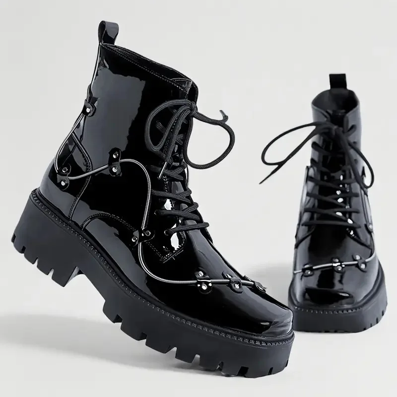 Men Boots High Quality Patent Leather High Top Boot British Style Casual Leather Boot Classic Black Business Dress Booties Botas
Men Boots High Quality Patent Leather High Top Boot British Style Casual Leather Boot Classic Black Business Dress Booties Botas