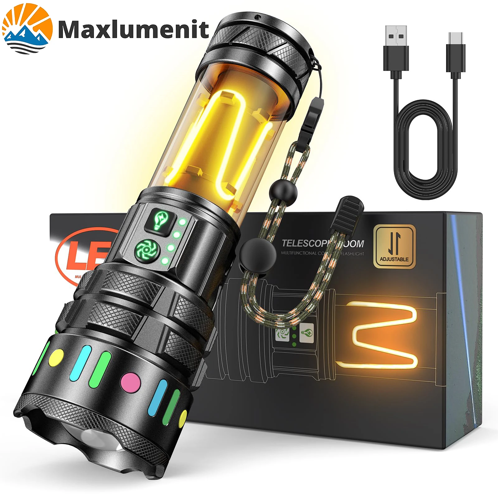Rechargeable Flashlight 30000 High Lumens Super Bright Camping Flashlight with 11 Modes Multi-Flashlight for Outdoor Walking
Rechargeable Flashlight 30000 High Lumens Super Bright Camping Flashlight with 11 Modes Multi-Flashlight for Outdoor Walking