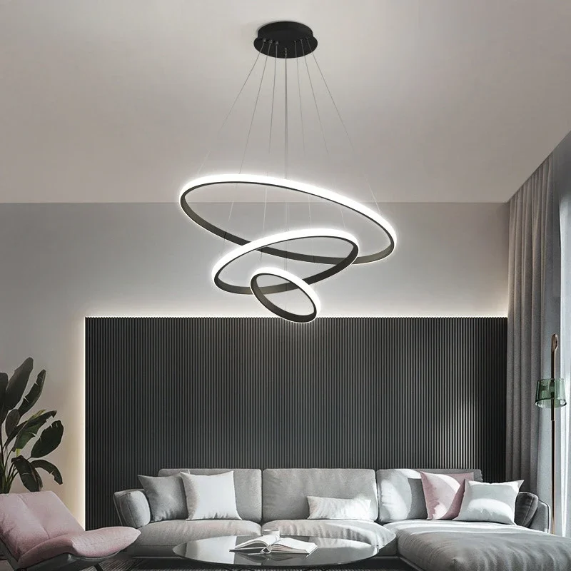 Modern Pendant Lamp Led Rings Circle Ceiling Hanging Chandelier Black Loft Living Dining Room Kitchen Indoor Lighting Fixture
Modern Pendant Lamp Led Rings Circle Ceiling Hanging Chandelier Black Loft Living Dining Room Kitchen Indoor Lighting Fixture