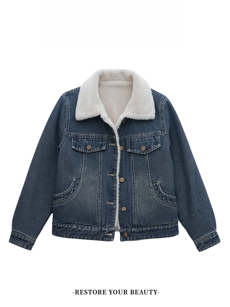 Women's Fce Lined Thiened Retro Denim Jaet ort Sle Top Winter New Arrival Casual Commute Sle Loose Fit Long Sve
Women's Fce Lined Thiened Retro Denim Jaet ort Sle Top Winter New Arrival Casual Commute Sle Loose Fit Long Sve