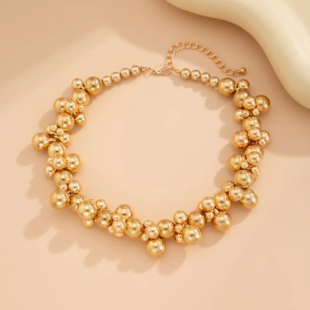 Punk Elegant Beaded Choker Necklace Smooth Gold Silver Simple Metal Necklace Geometry Twined Exaggerate Beads Necklace Daily
Punk Elegant Beaded Choker Necklace Smooth Gold Silver Simple Metal Necklace Geometry Twined Exaggerate Beads Necklace Daily