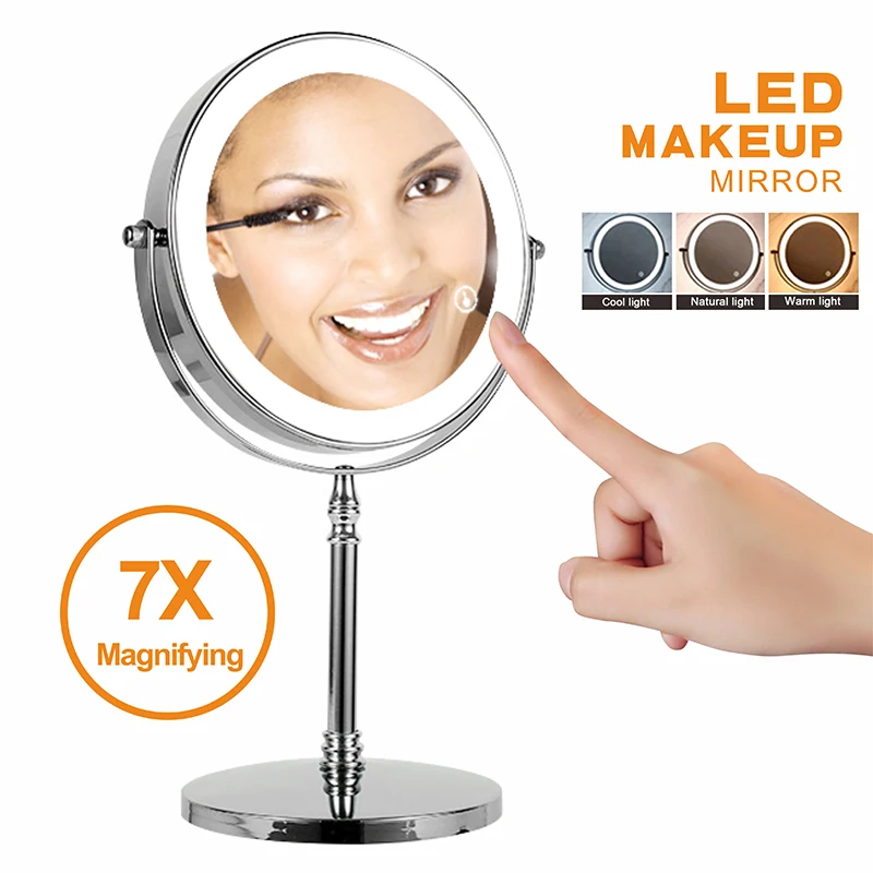 7-дюймовое зеркало для макияжа со светодиодной подсветкой, 3-цветная подсветка, 7-кратное увеличение, двустороннее косметическое зеркало, зарядка через USB, сенсорное затемнение, зеркала для ванны
7-дюймовое зеркало для макияжа со светодиодной подсветкой, 3-цветная подсветка, 7-кратное увеличение, двустороннее косметическое зеркало, зарядка через USB, сенсорное затемнение, зеркала для ванны