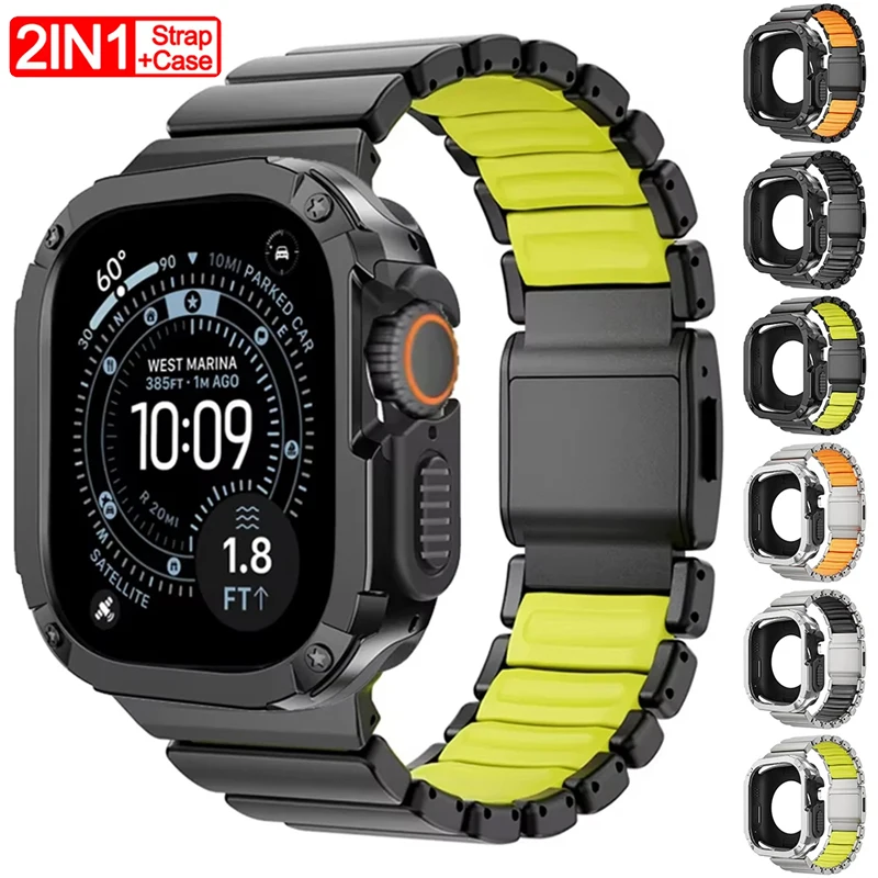 Титановый ремешок + пластиковый чехол для Apple Watch Ultra 3 2 1 49 мм Спортивный металлический ремешок для Iwatch Series 11 10 46 мм 9 8 7 45 мм 44 мм Чехол
Титановый ремешок + пластиковый чехол для Apple Watch Ultra 3 2 1 49 мм Спортивный металлический ремешок для Iwatch Series 11 10 46 мм 9 8 7 45 мм 44 мм Чехол