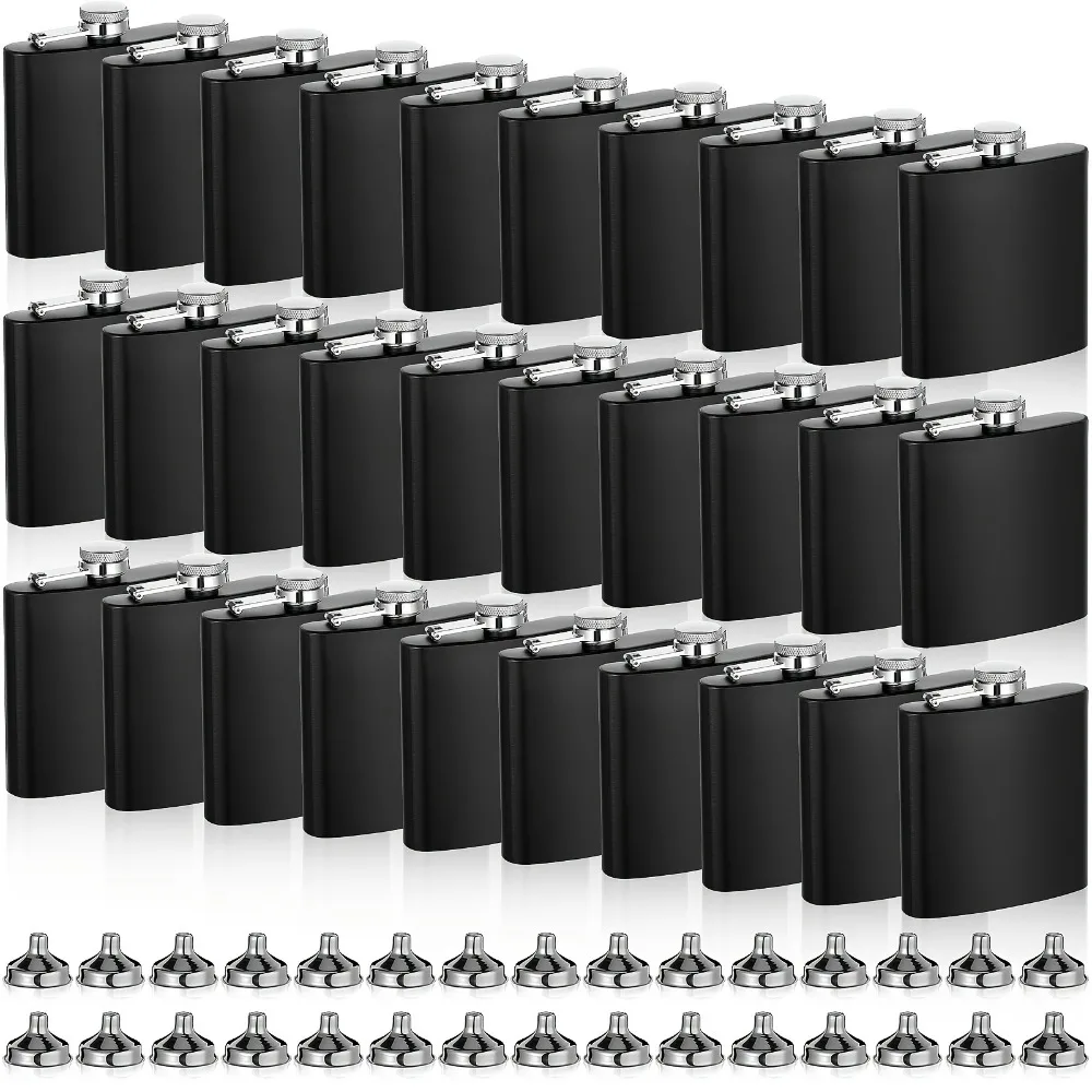 30pcs Hip Flasks Set Stainless Steel Liquor Flask with Funnel Metal Leak Proof Flask Pocket Whiskey Flasks for Men Women Bridesmaid Wedding Party Supplies (Black, 6oz), Bridesmaid Gifts, Travel Drinkware, Sleek Flask, Stylish Flask
30pcs Hip Flasks Set Stainless Steel Liquor Flask with Funnel Metal Leak Proof Flask Pocket Whiskey Flasks for Men Women Bridesmaid Wedding Party Supplies (Black, 6oz), Bridesmaid Gifts, Travel Drinkware, Sleek Flask, Stylish Flask