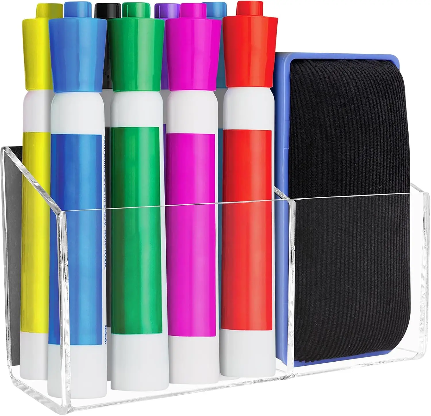 Magnetic Dry Erase Marker Holder for Whiteboard, Acrylic Pen Holder for Fridge, 2 Compartments - Clear
Magnetic Dry Erase Marker Holder for Whiteboard, Acrylic Pen Holder for Fridge, 2 Compartments - Clear