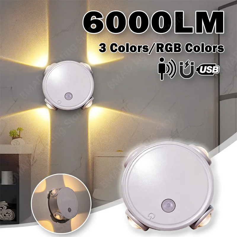 Настенный светильник с умным датчиком движения, 4 головки, RGB градиентный ночник, магнитная зарядка через USB, современное окружающее освещение коридора
Настенный светильник с умным датчиком движения, 4 головки, RGB градиентный ночник, магнитная зарядка через USB, современное окружающее освещение коридора