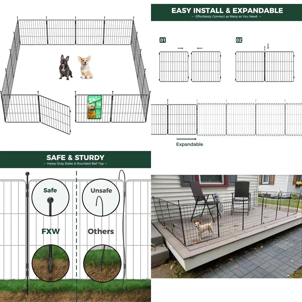 Portable Expandable Dog Playpen for Small Dogs and Puppies - 24-inch, 16 Panels, Ideal for Yard and RV Camping Adventures
Portable Expandable Dog Playpen for Small Dogs and Puppies - 24-inch, 16 Panels, Ideal for Yard and RV Camping Adventures