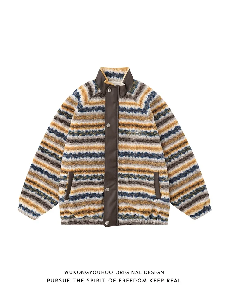 Warmth And Sle Men's Cotton Jaet Lamb Fur Collar adient Colors Loose Fit Youthful Trend Winter Outerwear Coat
Warmth And Sle Men's Cotton Jaet Lamb Fur Collar adient Colors Loose Fit Youthful Trend Winter Outerwear Coat