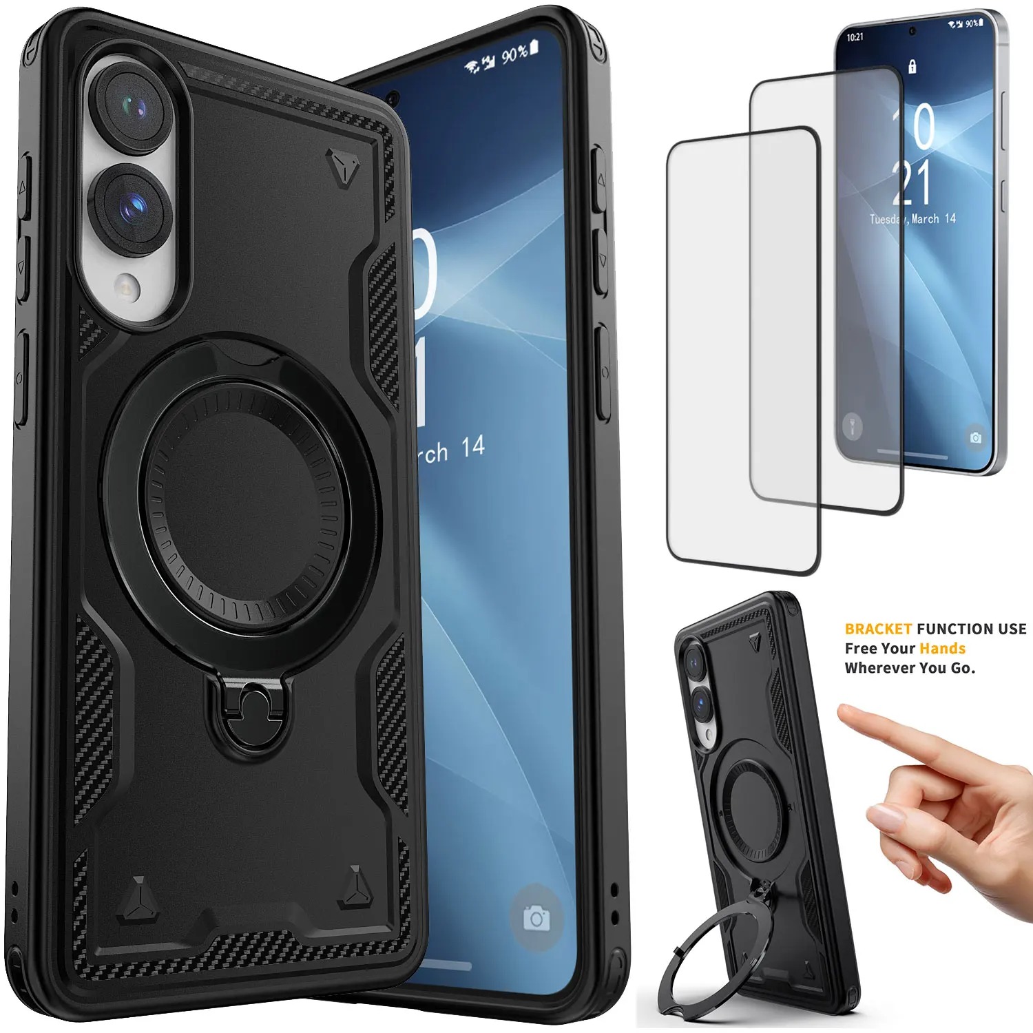 Shockproof Case Rugged Ring Stand Cover +2PCS Clear Tempered Glass Screen Protectors For Samsung For Galaxy S25 Ultra/Plus/Edge
Shockproof Case Rugged Ring Stand Cover +2PCS Clear Tempered Glass Screen Protectors For Samsung For Galaxy S25 Ultra/Plus/Edge