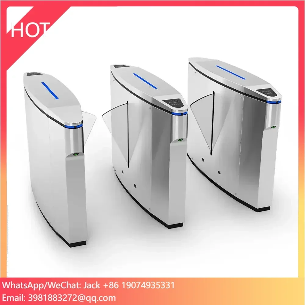 Traffic Management Access Control Flap Barrier Gate Turnstile With RFID Card Reader Waist Height Flap Barrier Security Doors