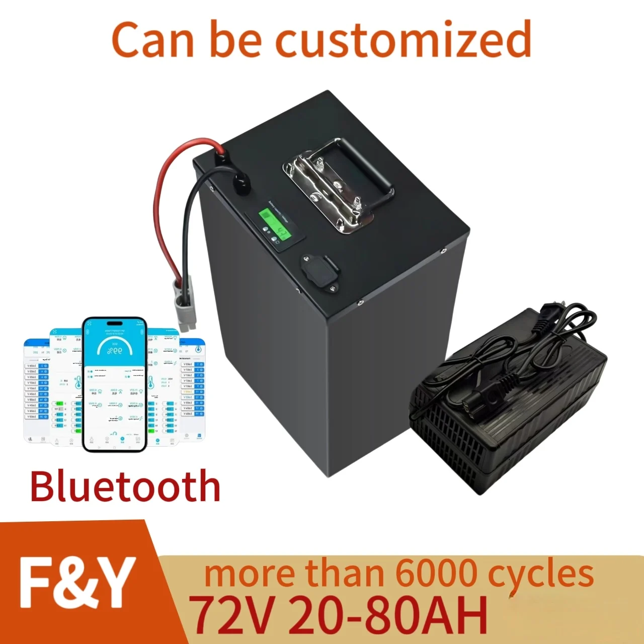 F&Y 100Ah 60V 60Ah 80Ah 30Ah 60V 40Ah 150Ah 120Ah lifepo4 Lithium battery with Bluetooth APP BMS for Scooter boat
F&Y 100Ah 60V 60Ah 80Ah 30Ah 60V 40Ah 150Ah 120Ah lifepo4 Lithium battery with Bluetooth APP BMS for Scooter boat