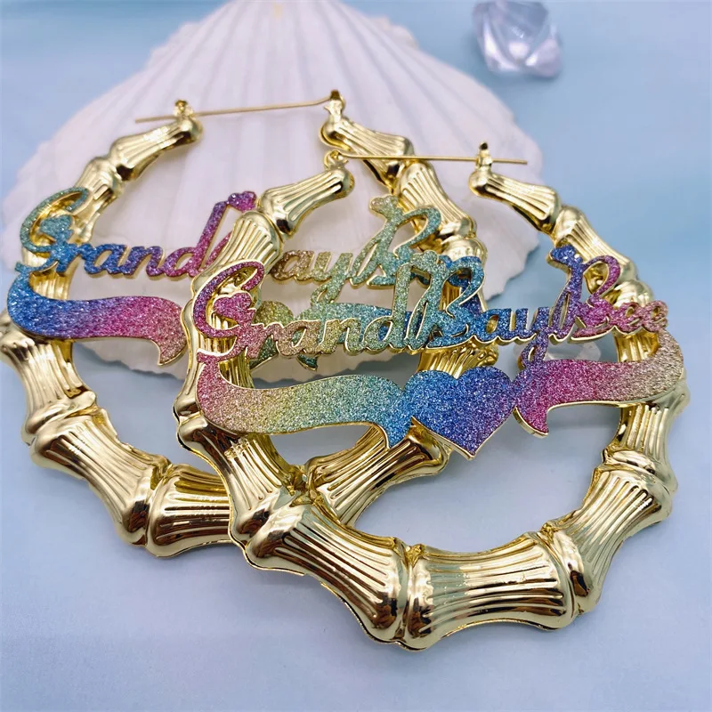 Custom Frosted Name Earring Rainbow Color Bamboo Women Customized Hip Hop LOGO Sign Sparkling Earring Christmas Jewelry Gifts
Custom Frosted Name Earring Rainbow Color Bamboo Women Customized Hip Hop LOGO Sign Sparkling Earring Christmas Jewelry Gifts