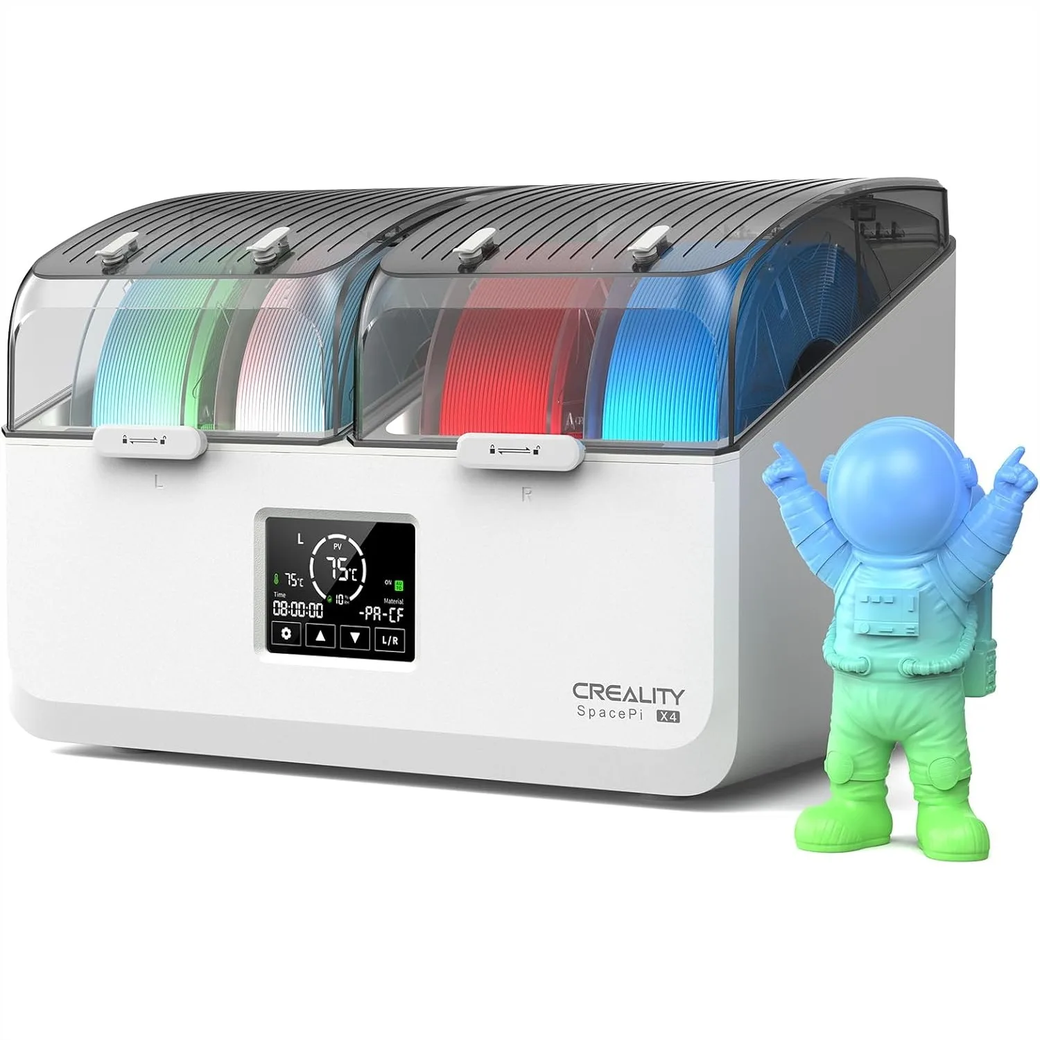 Filament Dryer Box 4 Spool, Dual Independent Heating Chambers, Rapid Heating Up to 75℃, Active Dehumidification, Fits
Filament Dryer Box 4 Spool, Dual Independent Heating Chambers, Rapid Heating Up to 75℃, Active Dehumidification, Fits