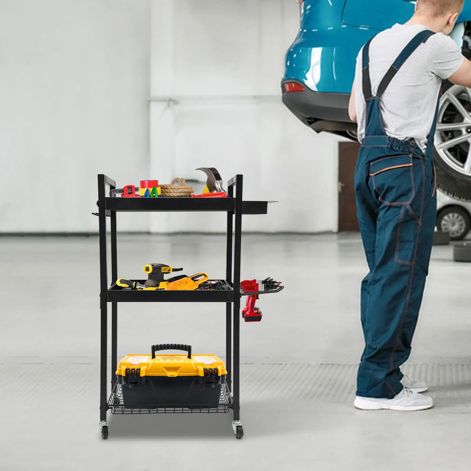 Черный органайзер для электроинструментов, железная тележка для хранения электроинструментов с колесами, большая емкость для гаражной мастерской, склада
Черный органайзер для электроинструментов, железная тележка для хранения электроинструментов с колесами, большая емкость для гаражной мастерской, склада