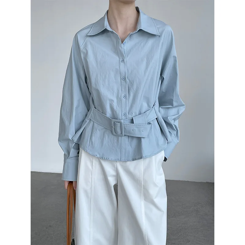 2026 Women Turn Down Collar Long Sleeve Spring Blouses Belt Design Blue White Shirts Tops For Women's Casual Clothes Blusas
2026 Women Turn Down Collar Long Sleeve Spring Blouses Belt Design Blue White Shirts Tops For Women's Casual Clothes Blusas