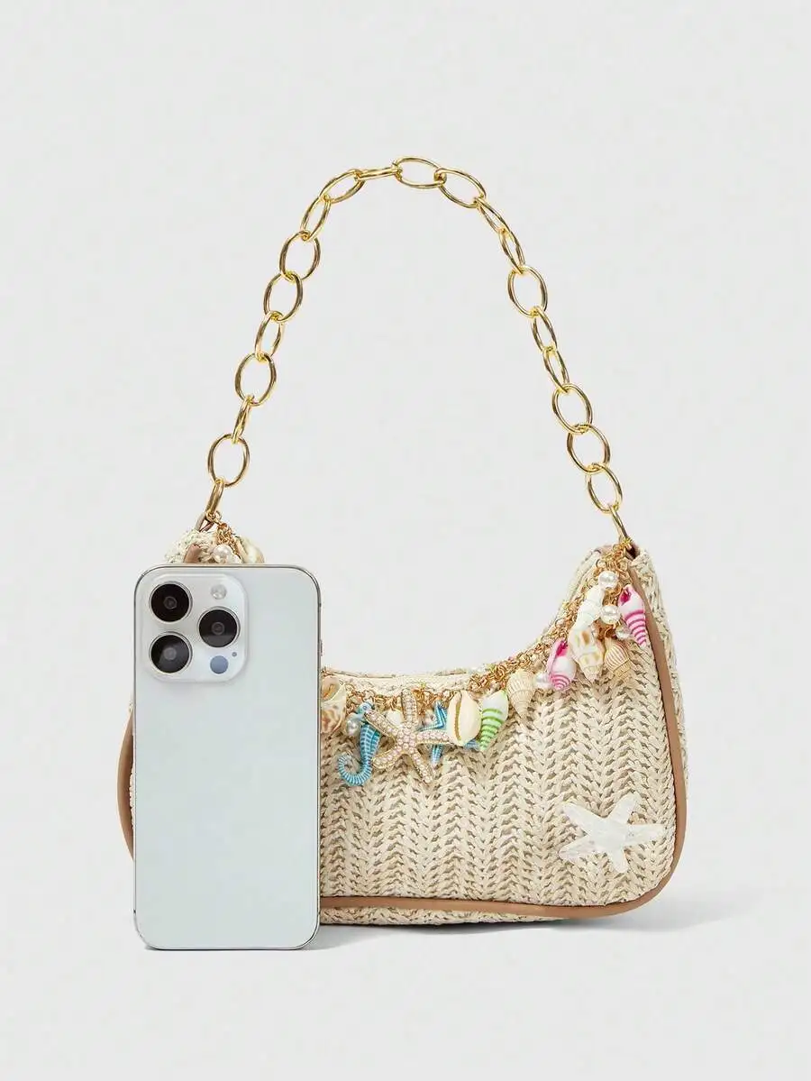 Surprise Style! 1pc Summer Starfish Woven Straw Handbag – Random Cute Decoration Placement, Beach Tote / Shoulder Bag for Holiday
Surprise Style! 1pc Summer Starfish Woven Straw Handbag – Random Cute Decoration Placement, Beach Tote / Shoulder Bag for Holiday