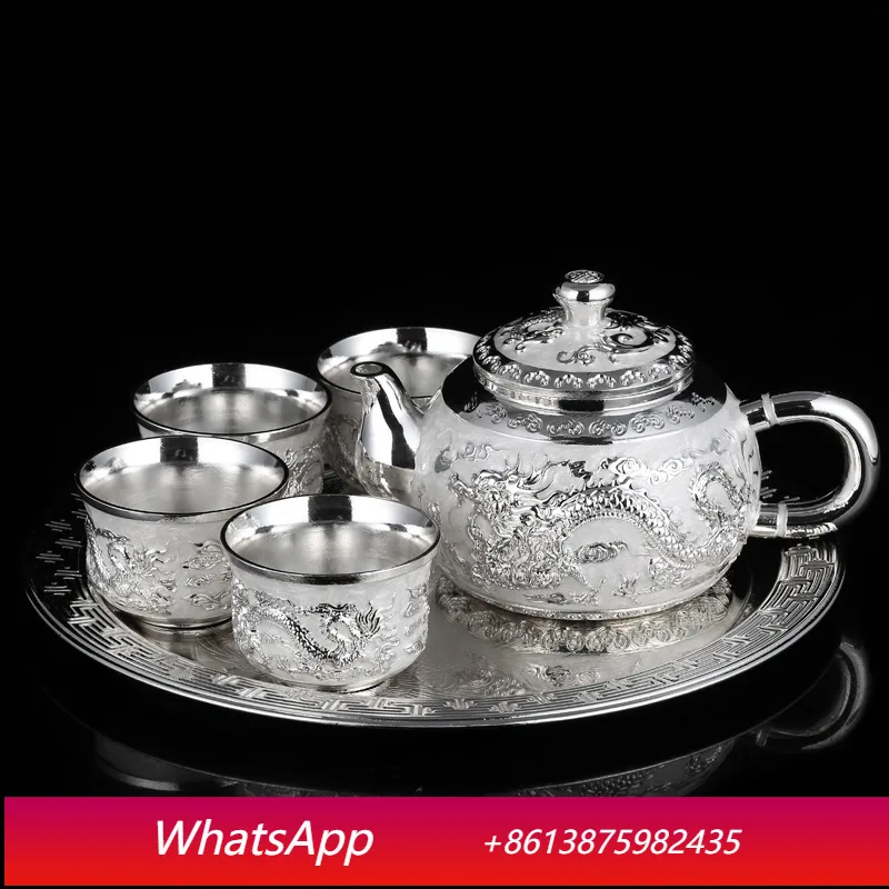LMM Handmade Silver Teapot Set Longfeng Silver Plated Tea Wine Set Chinese Wine Glass
LMM Handmade Silver Teapot Set Longfeng Silver Plated Tea Wine Set Chinese Wine Glass