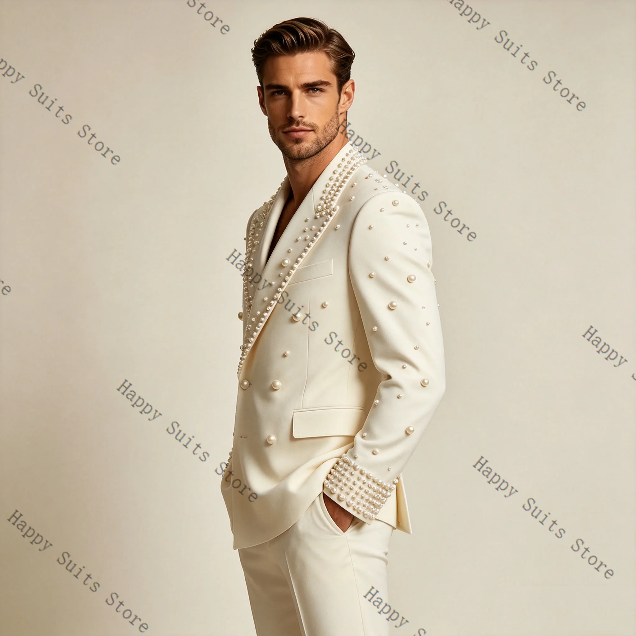 Pearls White Men Suit Set 2 Pcs Blazer+Pants Trousers Male Cotton Formal Office Coat Wedding Tuxedo Customized Jacket Outfit
Pearls White Men Suit Set 2 Pcs Blazer+Pants Trousers Male Cotton Formal Office Coat Wedding Tuxedo Customized Jacket Outfit