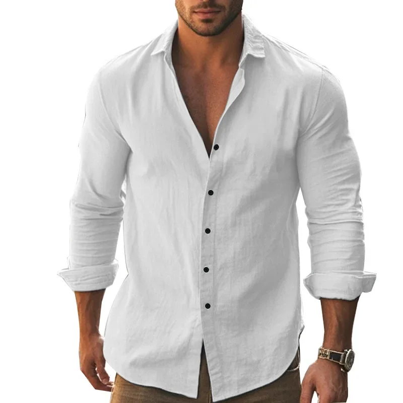 2025 New Men's Linen Blended Long Sleeve Shirt Solid Color Casual Business Collar Top Breathable Buckle Beach Vacation Shirt 
2025 New Men's Linen Blended Long Sleeve Shirt Solid Color Casual Business Collar Top Breathable Buckle Beach Vacation Shirt