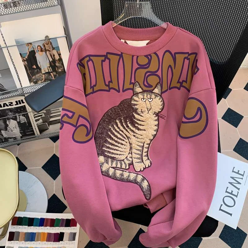 Loose Fit Fleece Print Sweatshirt plus Size Casual Versatile Outerwear for Women Autumn 2025 Fashion Trend Street Style
Loose Fit Fleece Print Sweatshirt plus Size Casual Versatile Outerwear for Women Autumn 2025 Fashion Trend Street Style