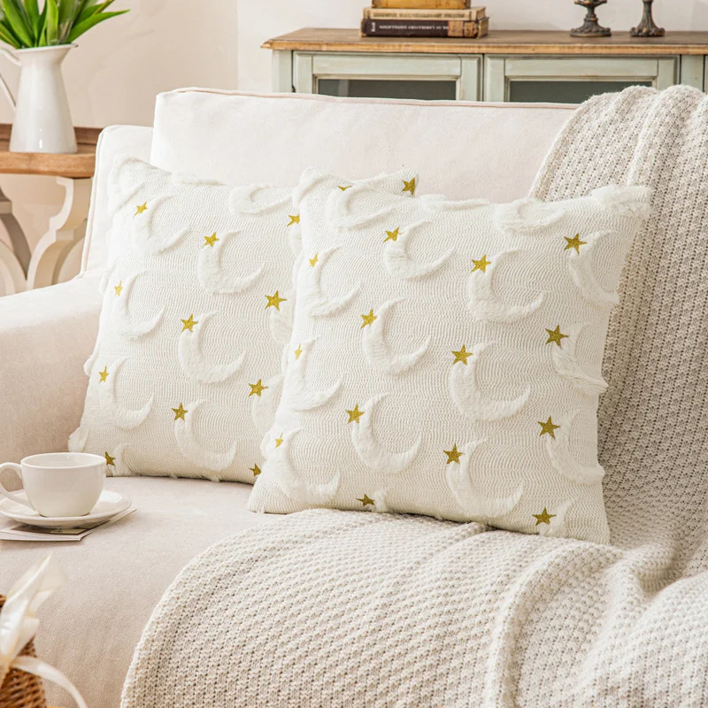 Soft Plush Cushion Cover White with Gold Star & Moon Glitter Embroidery Decorative Pillow Case for Sofa Bedroom Cozy Home Decor
Soft Plush Cushion Cover White with Gold Star & Moon Glitter Embroidery Decorative Pillow Case for Sofa Bedroom Cozy Home Decor