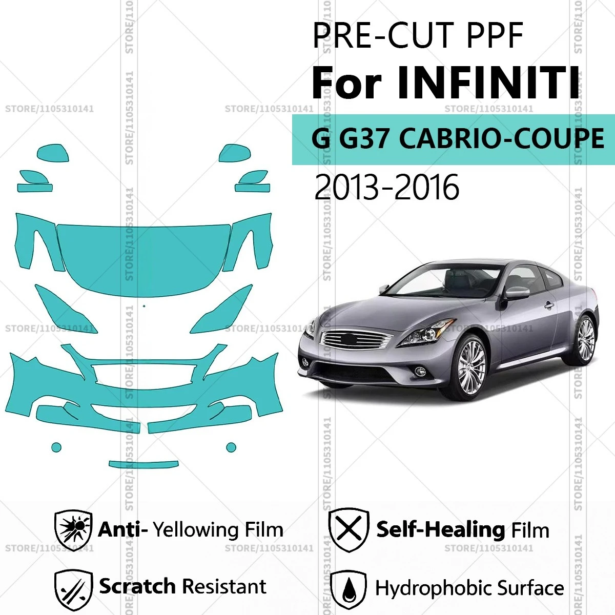 Pre-Cut Paint Protection Film PPF Transparent Car Film Automotive PPF Front Kit For INFINITI G G37 CABRIO-COUPE 2013-2016
Pre-Cut Paint Protection Film PPF Transparent Car Film Automotive PPF Front Kit For INFINITI G G37 CABRIO-COUPE 2013-2016
