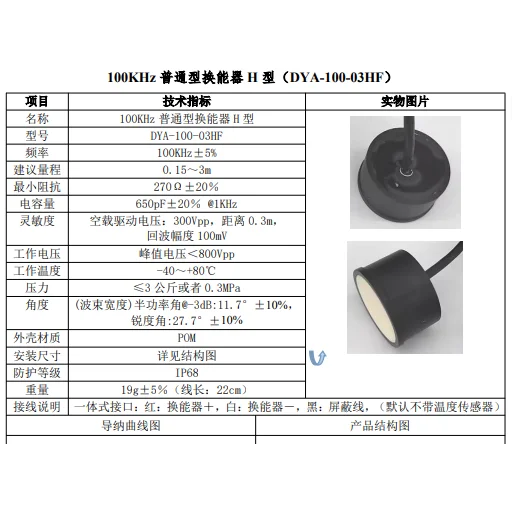 Ультразвуковой датчик DYA-100-03HF Датчик дальности воздуха
Ультразвуковой датчик DYA-100-03HF Датчик дальности воздуха