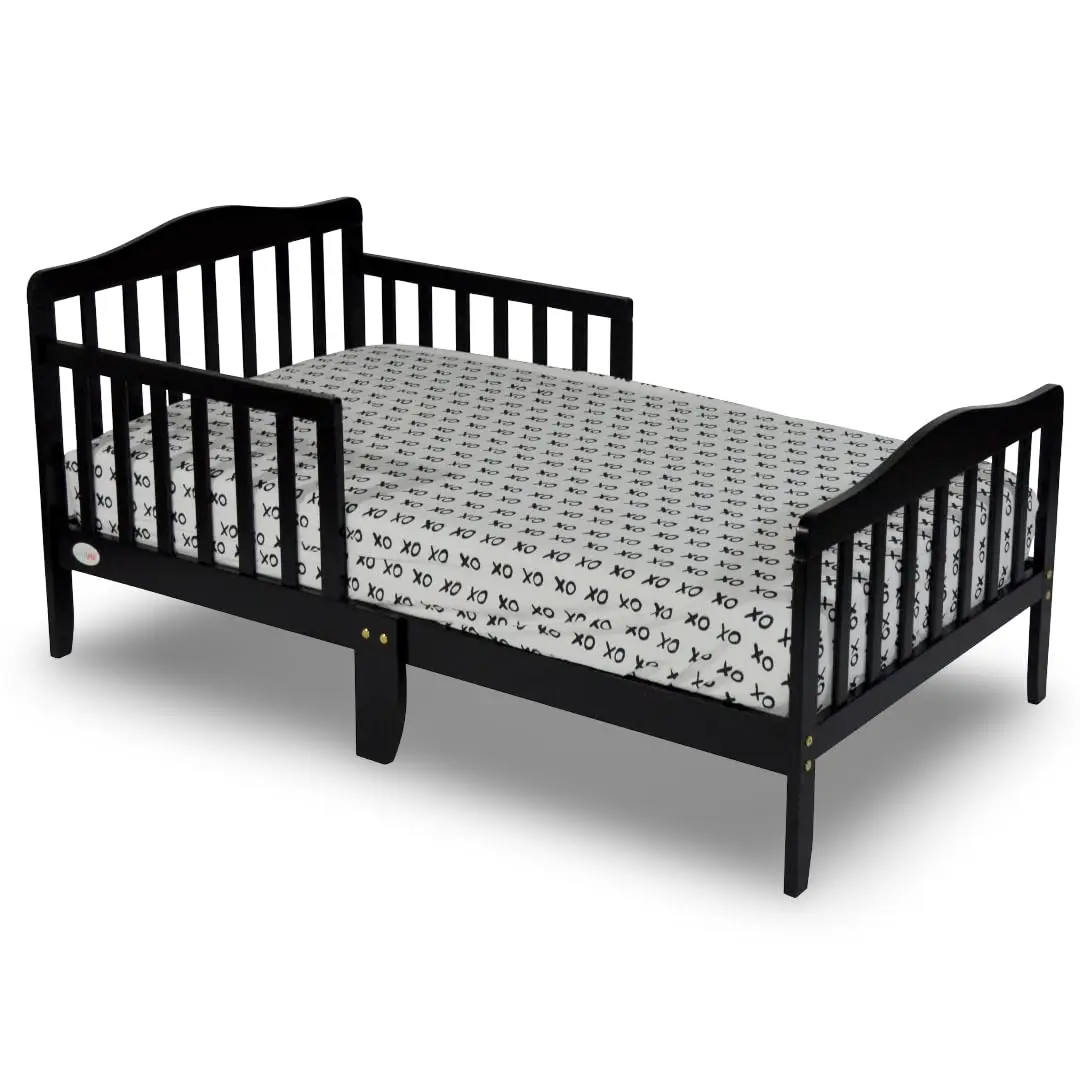 Black Toddler Bed with Guardrails, Easy Access for Kids, Uses Crib Mattress
Black Toddler Bed with Guardrails, Easy Access for Kids, Uses Crib Mattress