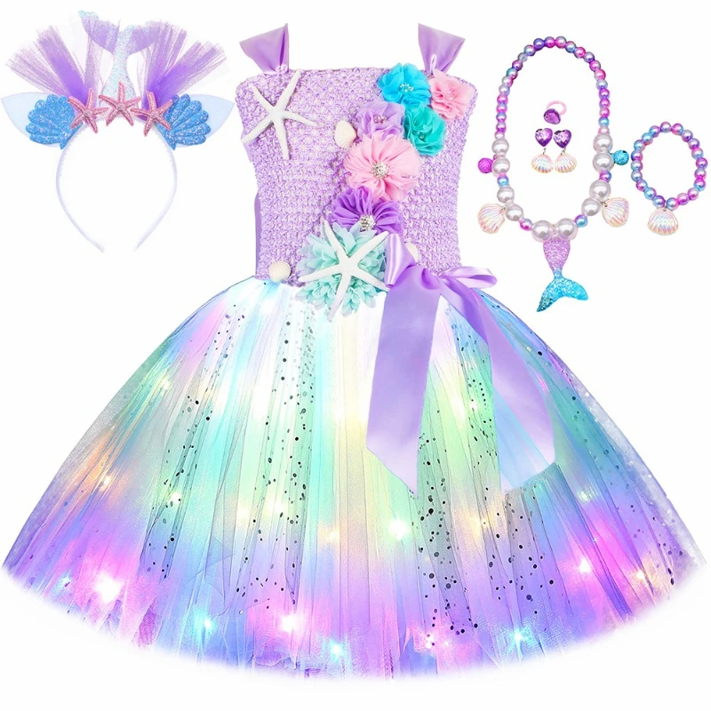 New Halloween Mermaid Princess Dress for Girls Glowing Tutu Dress for Stage Parties Children's Tulle Puffy Skirt Kids' Clothing
New Halloween Mermaid Princess Dress for Girls Glowing Tutu Dress for Stage Parties Children's Tulle Puffy Skirt Kids' Clothing