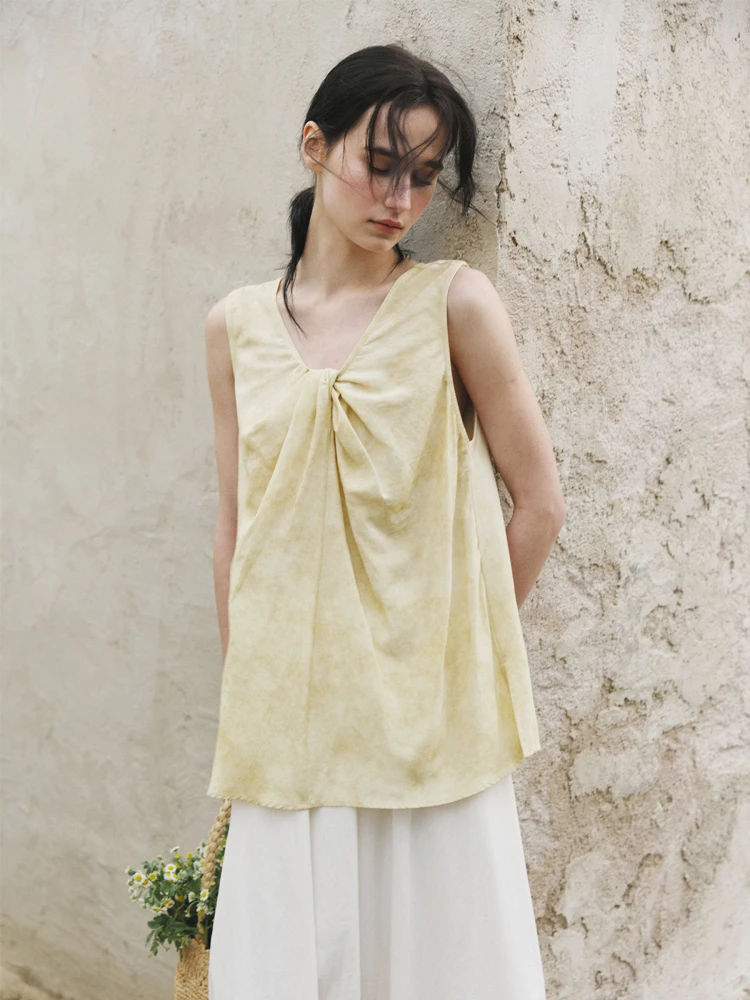Yellow Dyed Knot Design Loose Svel Vest Women's Summer Top Cui Brand Casual Faion Fabric Outerwear
Yellow Dyed Knot Design Loose Svel Vest Women's Summer Top Cui Brand Casual Faion Fabric Outerwear